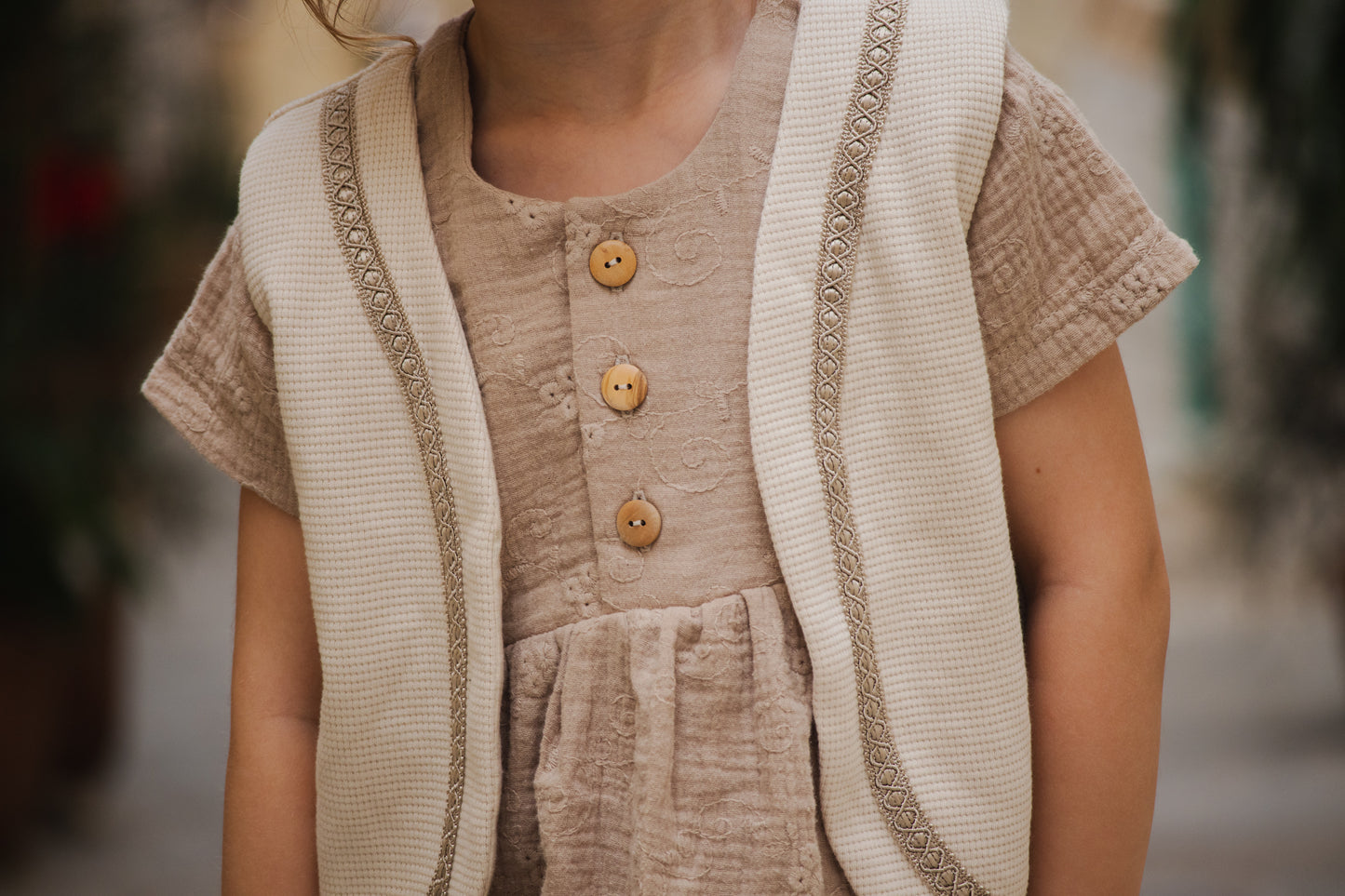 Gilet wafel met sierband