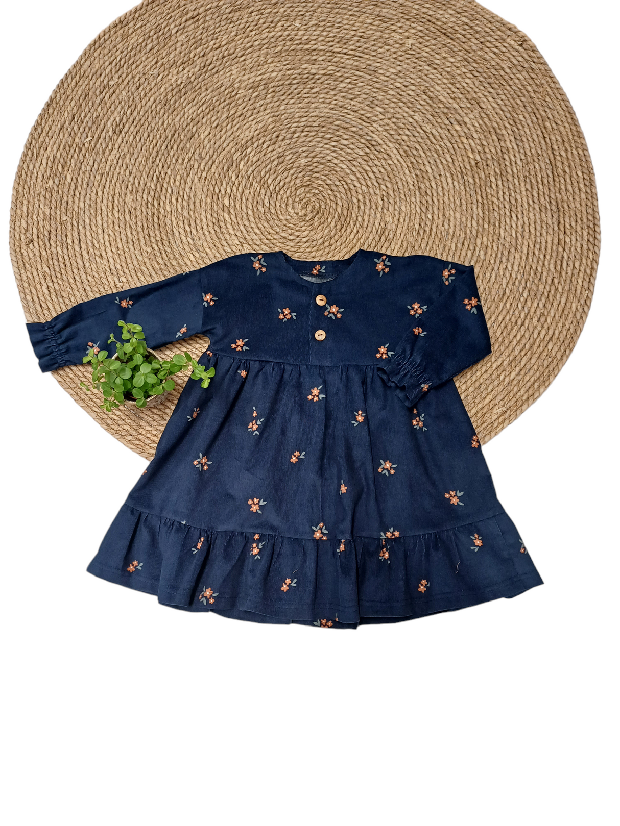 SALE MAAT 80 Jurk Madelief blauw met bloemen