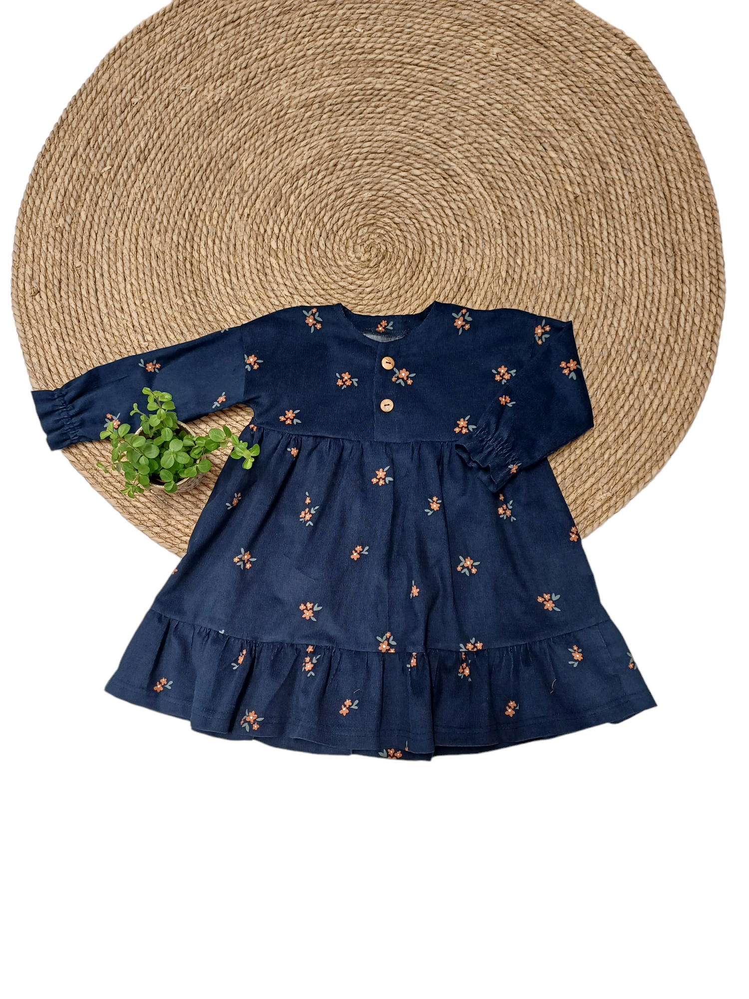 SALE MAAT 80 Jurk Madelief blauw met bloemen