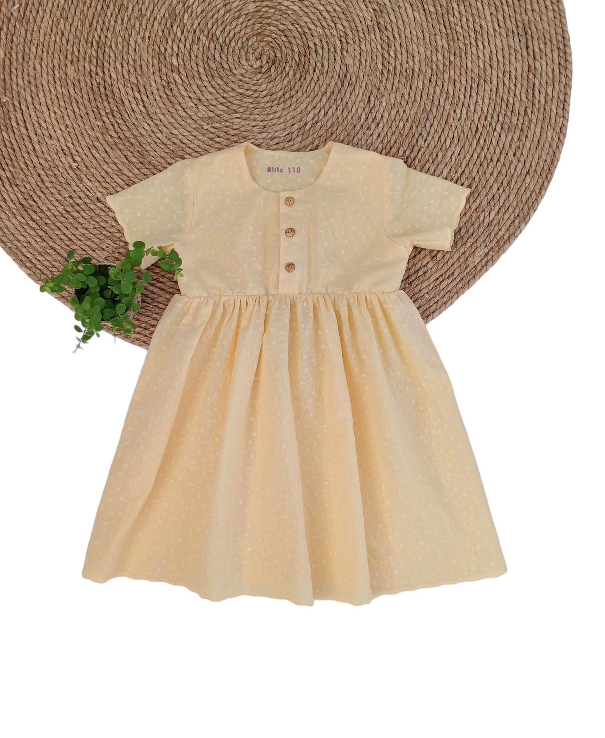 Jurk Jolie katoen geborduurd korte mouw