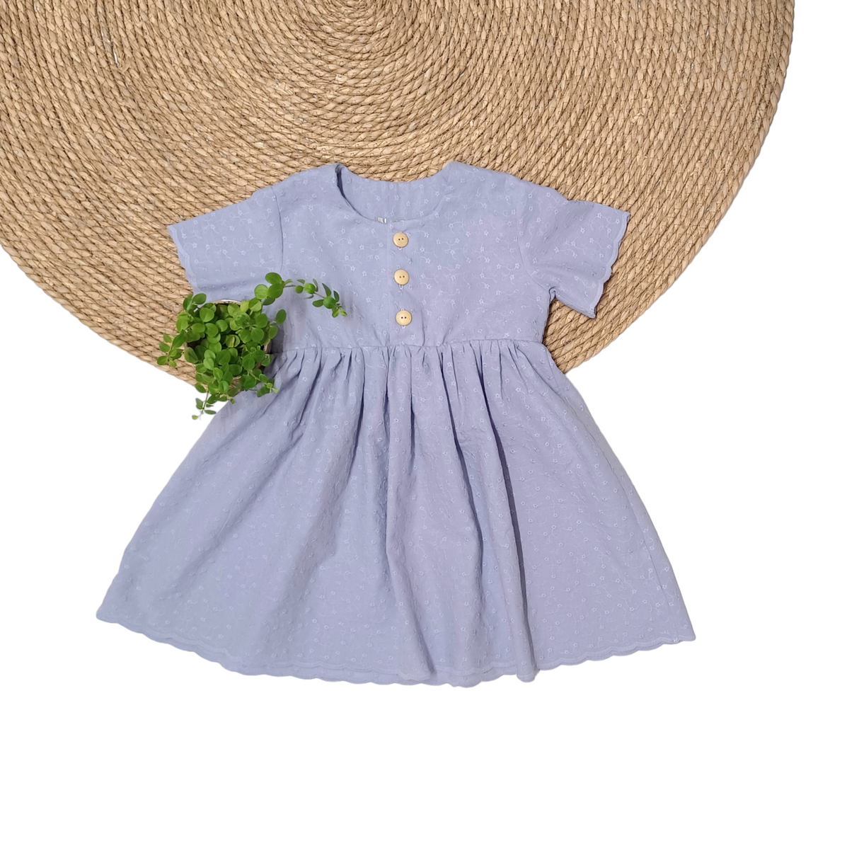 Jurk Jolie katoen geborduurd korte mouw