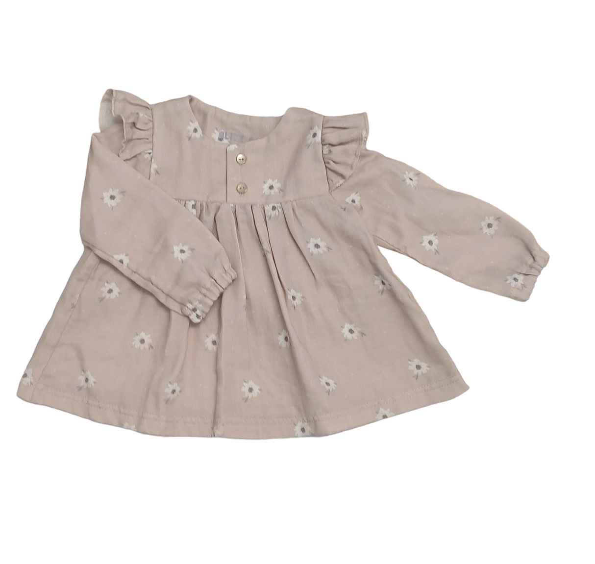 SALE MAAT 74 Blouse Emilie zand madeliefjes (verkeerd label)