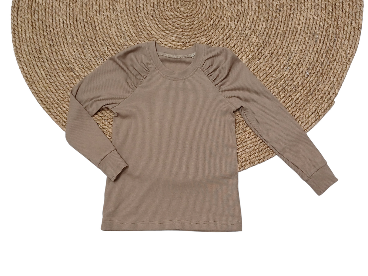 Longsleeve Babs fijne rib taupe