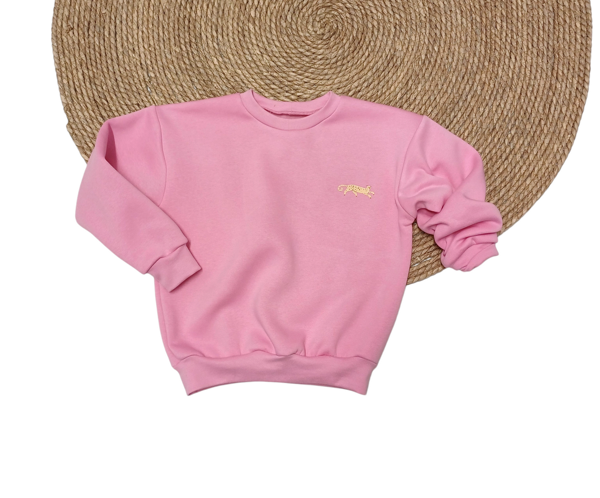 Sweater Leen roze luipaard