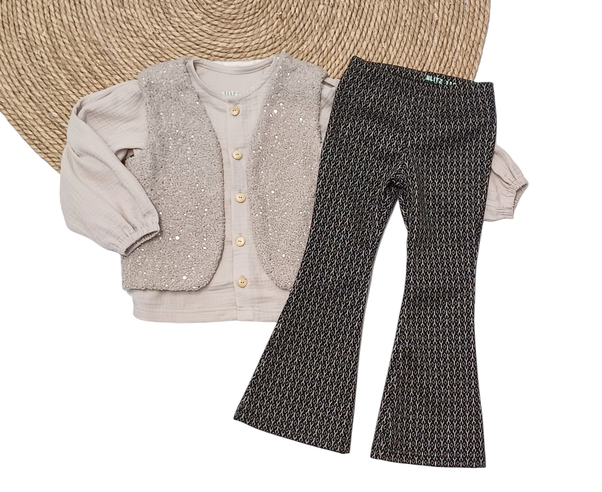 Gilet zand glitter pailletten