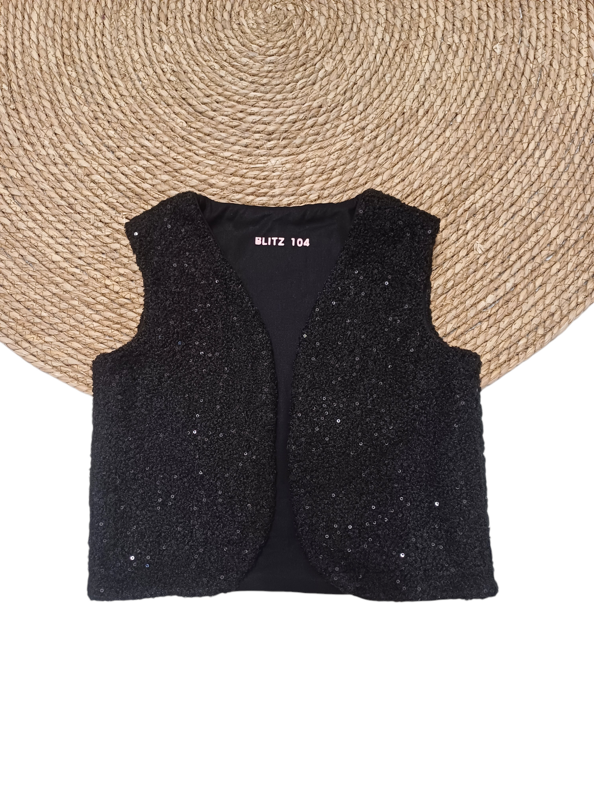 Gilet zwart glitter pailletten