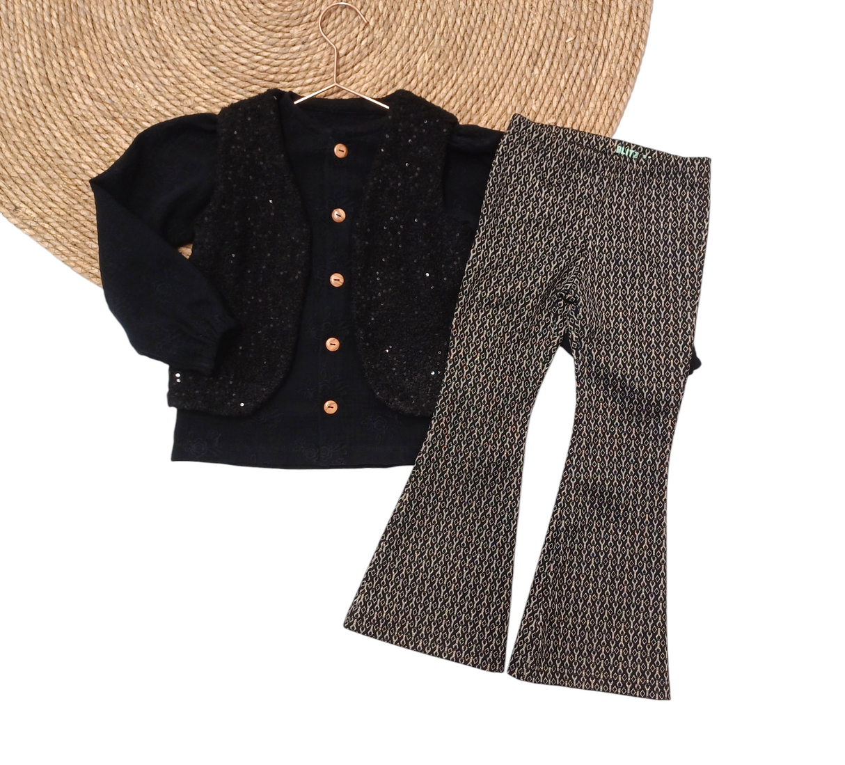 Gilet zwart glitter pailletten