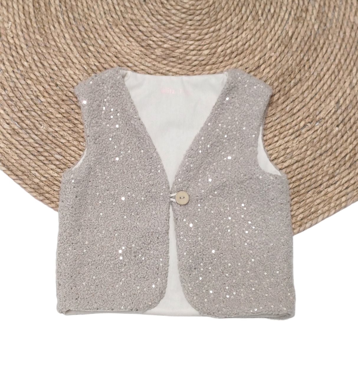 Gilet zand glitter pailletten