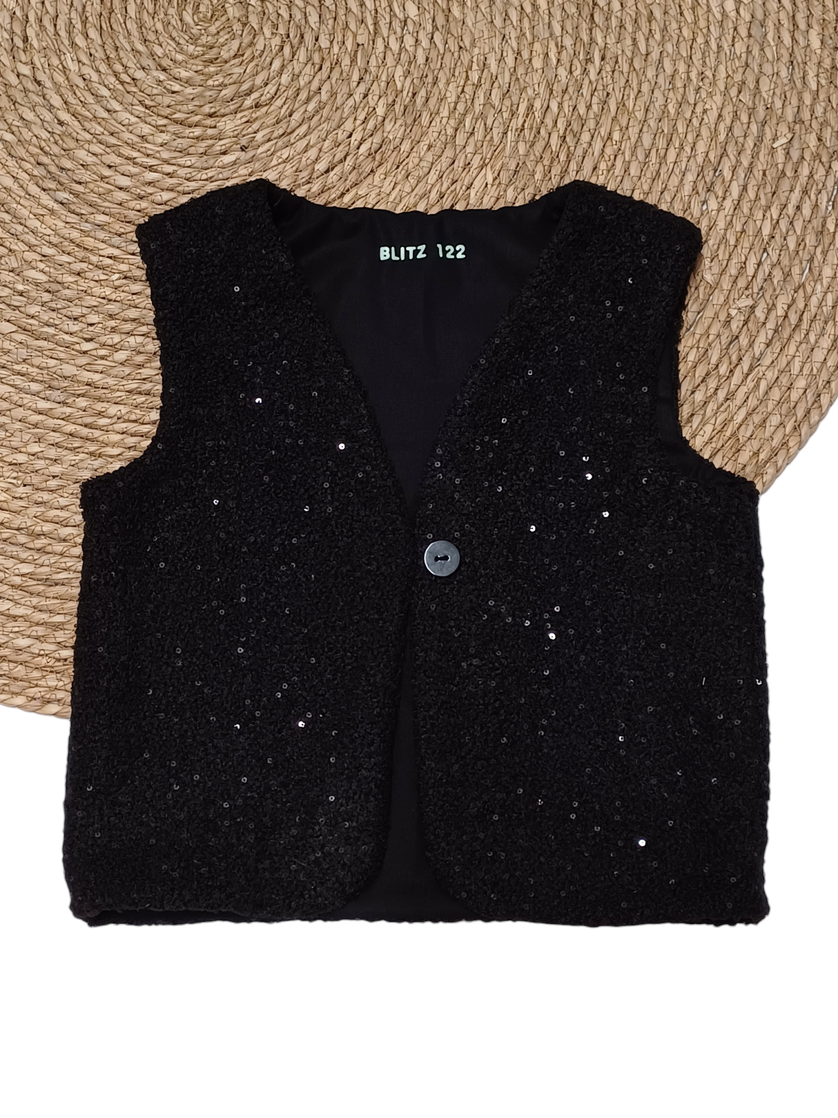 Gilet zwart glitter pailletten