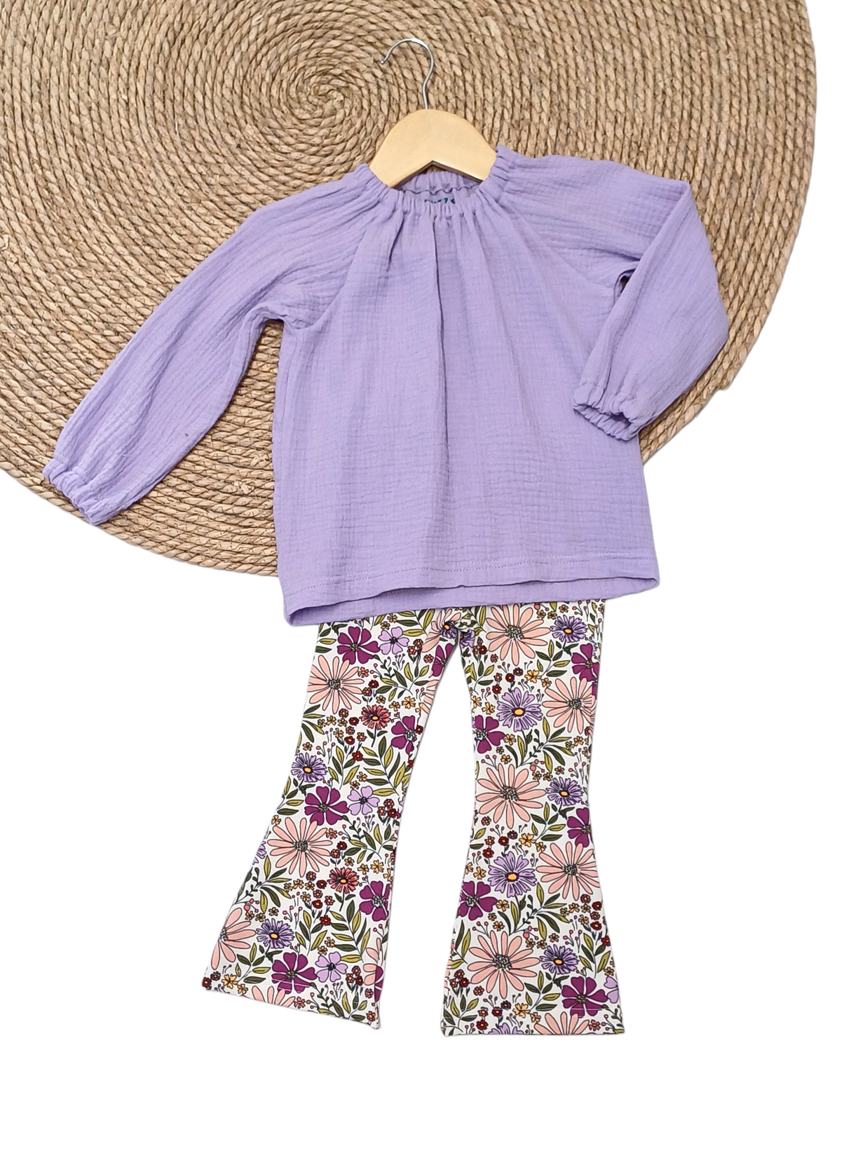 Flared broek sweet poppy flowers