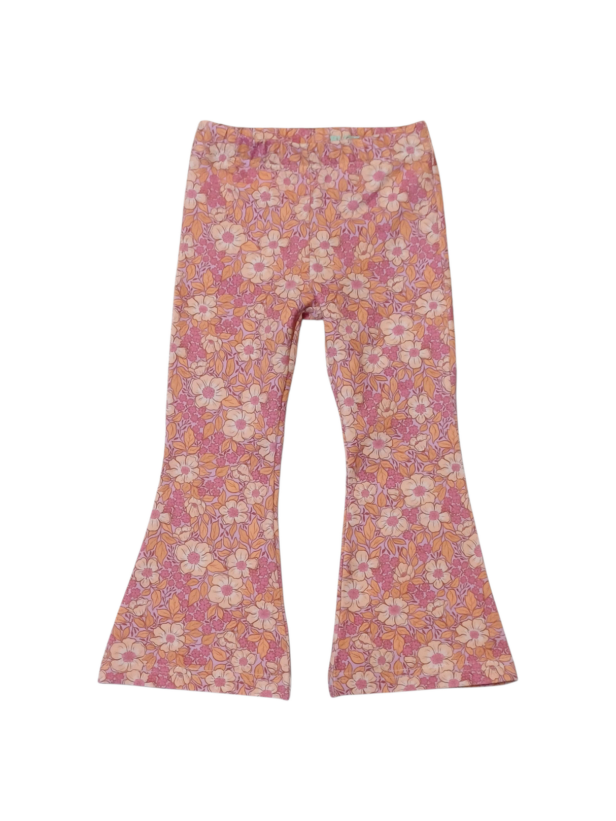 Flared broek garden blooms peach\lilac