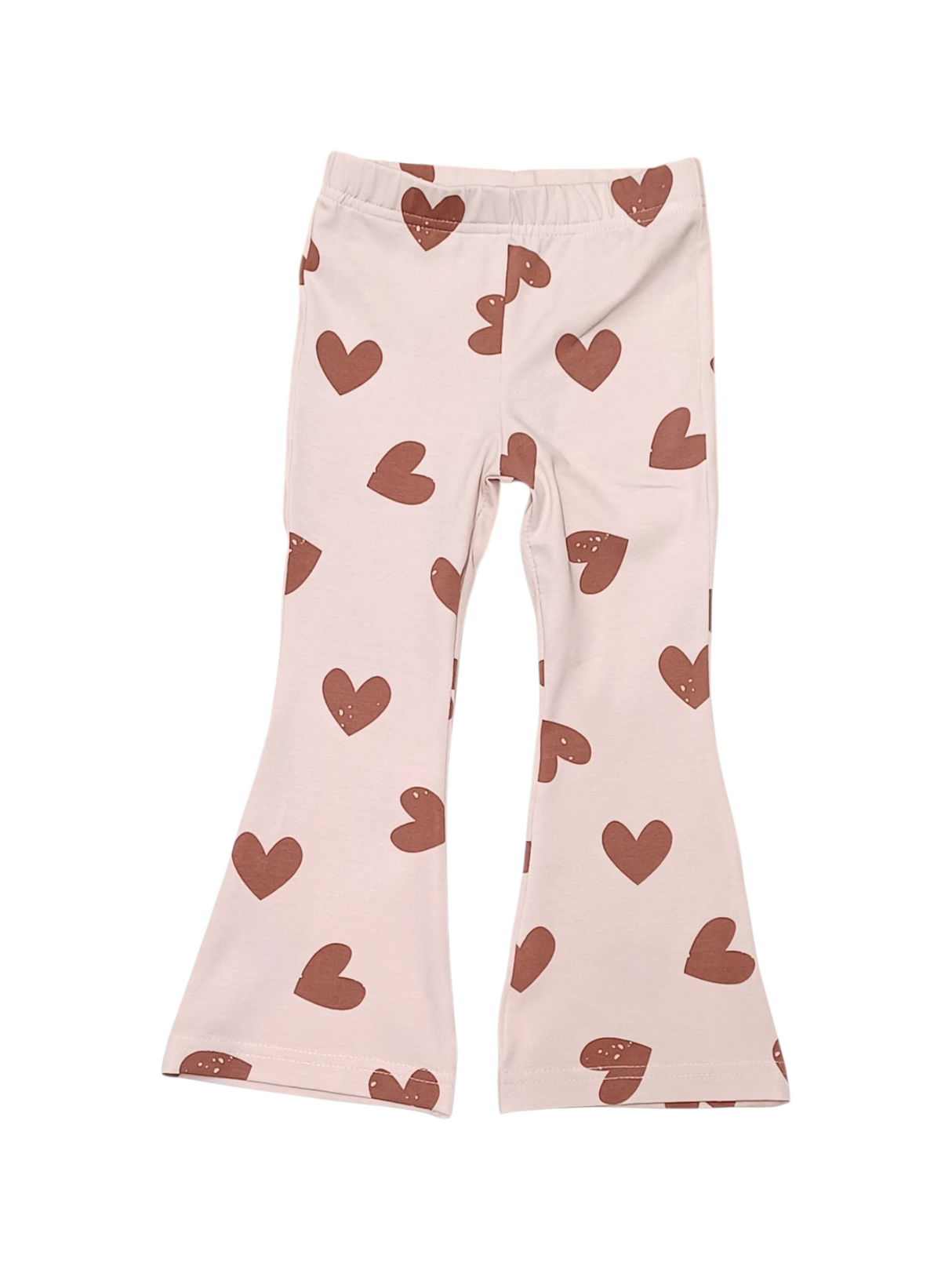 Flared broek hartjes op roze