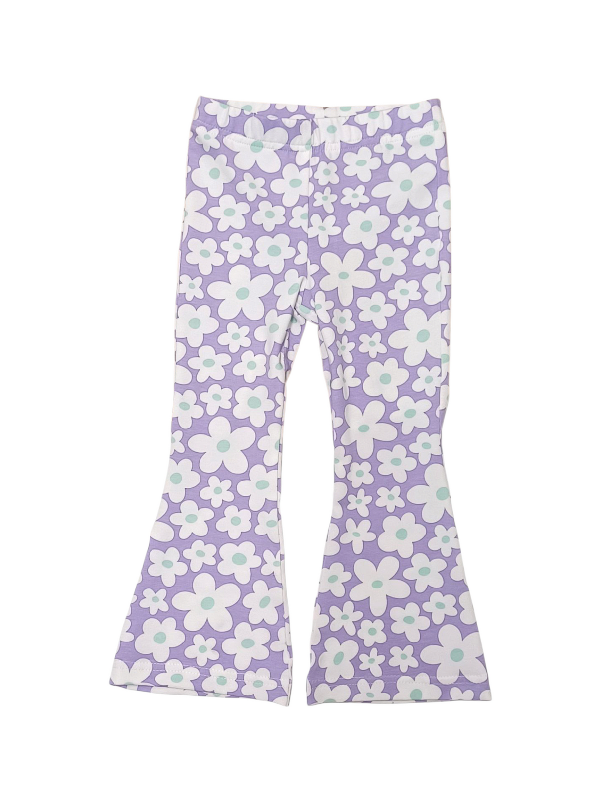 Flared broek bloemen op lila