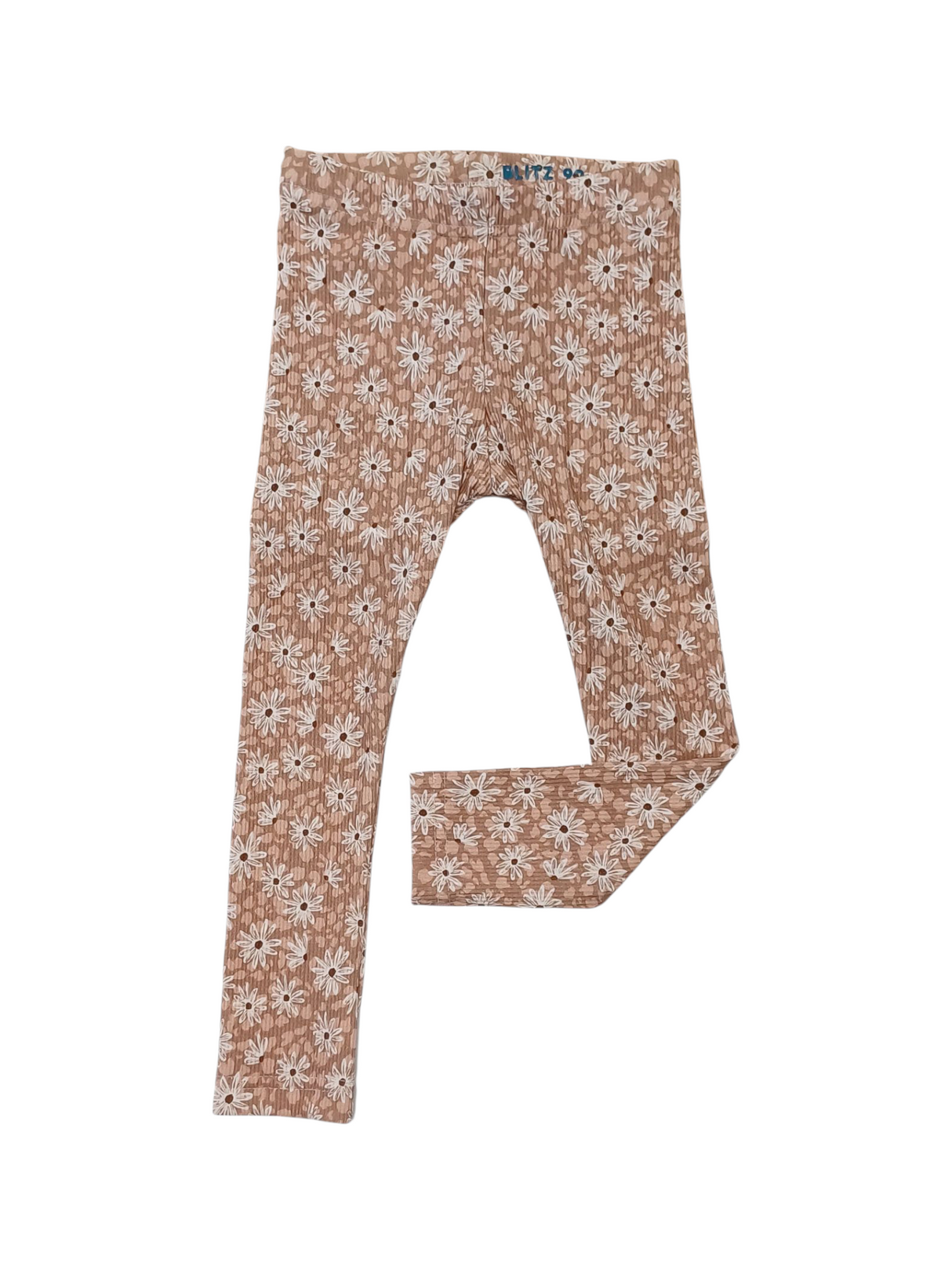 Legging rib bloemen op bruin