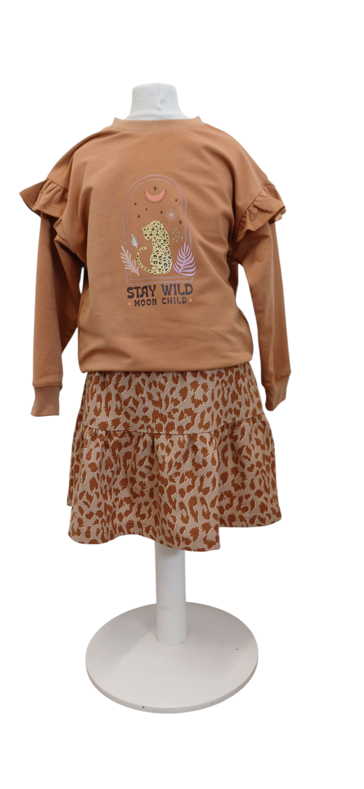 Sweater Iris caramel met opdruk