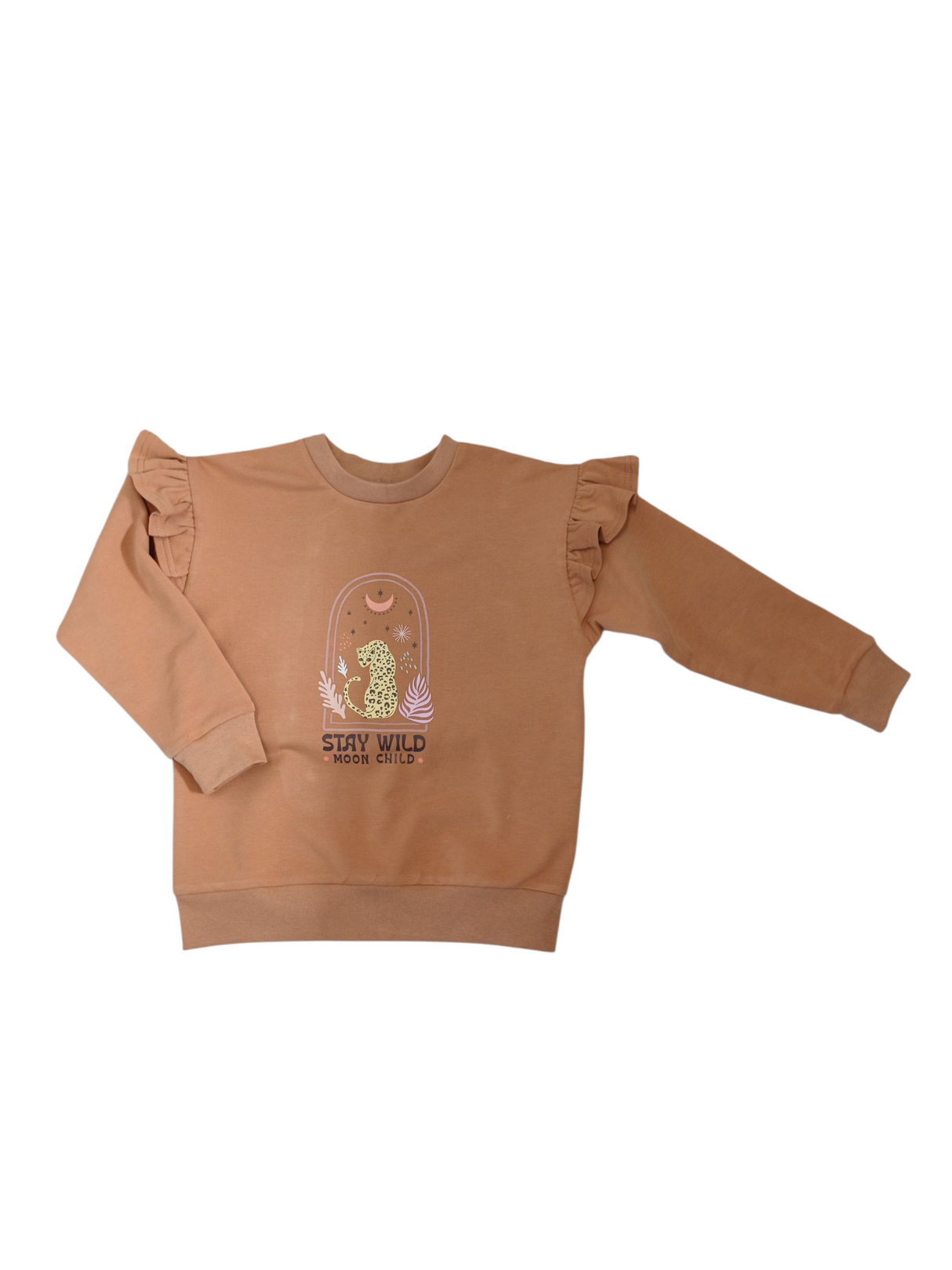 Sweater Iris caramel met opdruk