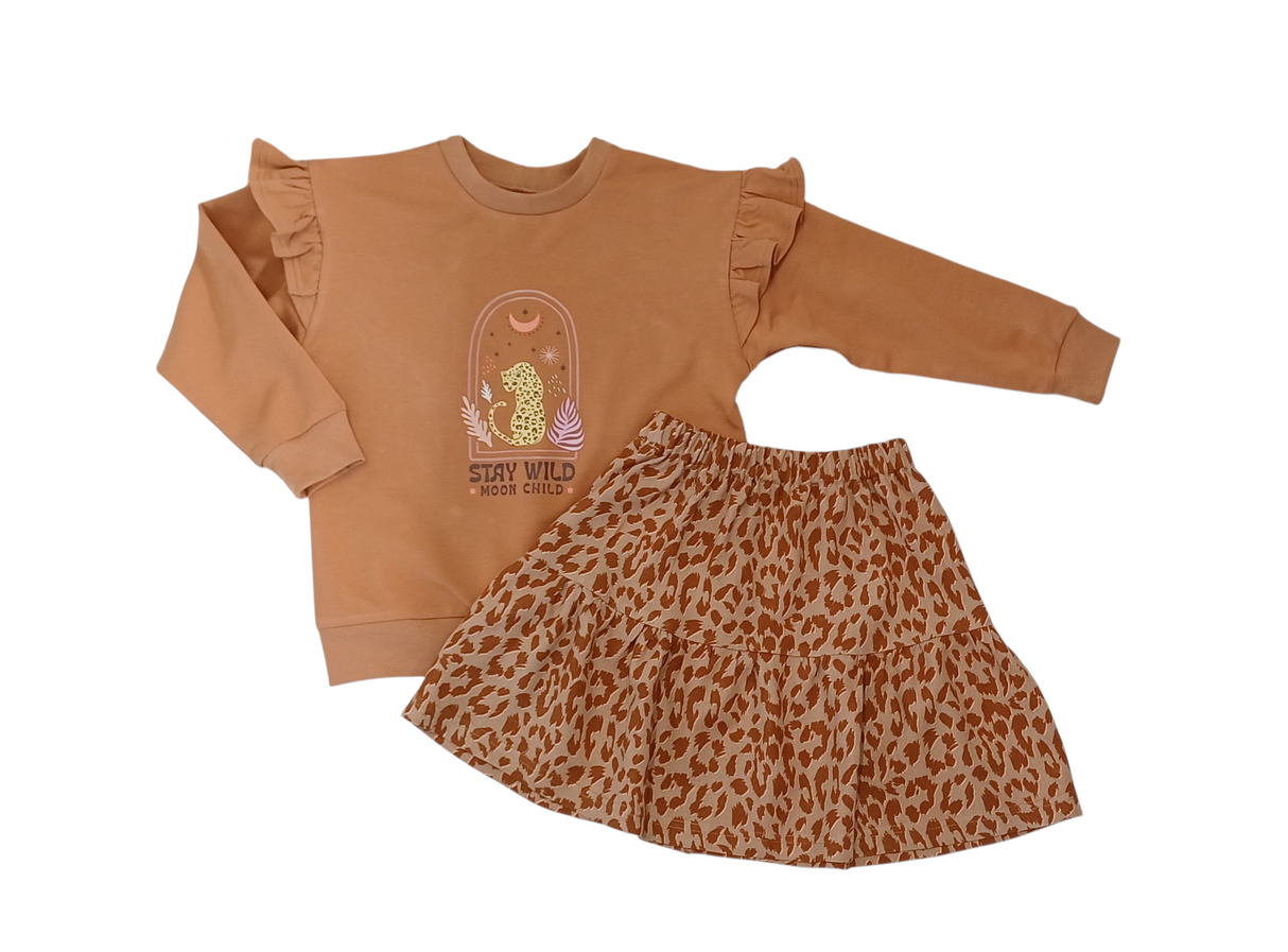 Sweater Iris caramel met opdruk