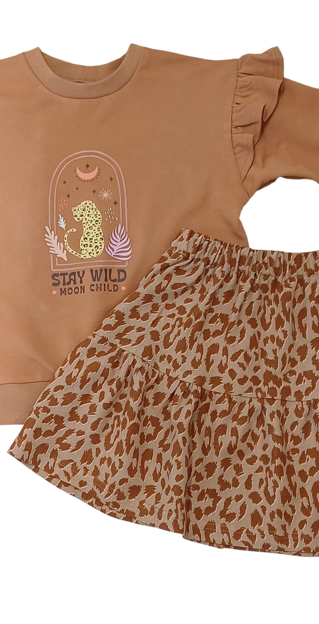 Sweater Iris caramel met opdruk