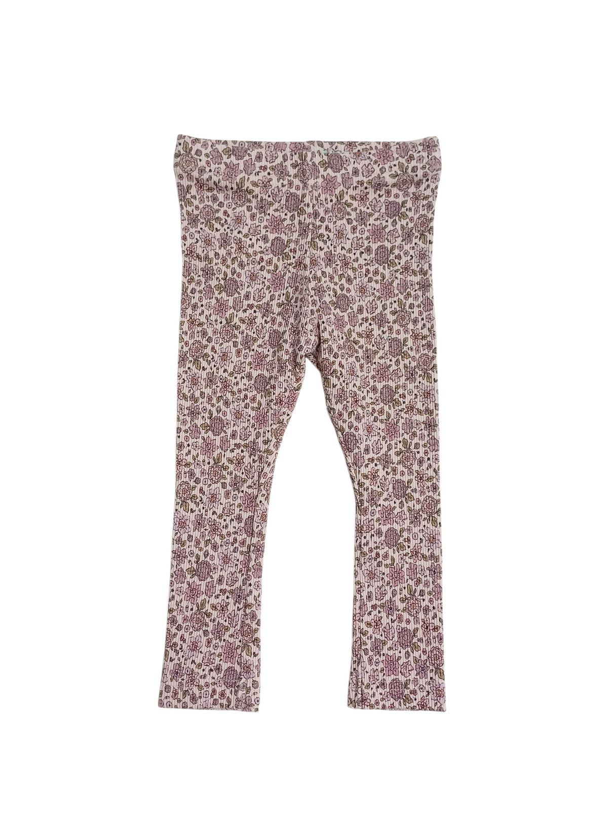 SALE MAAT 80 Legging rib lila met bloemen