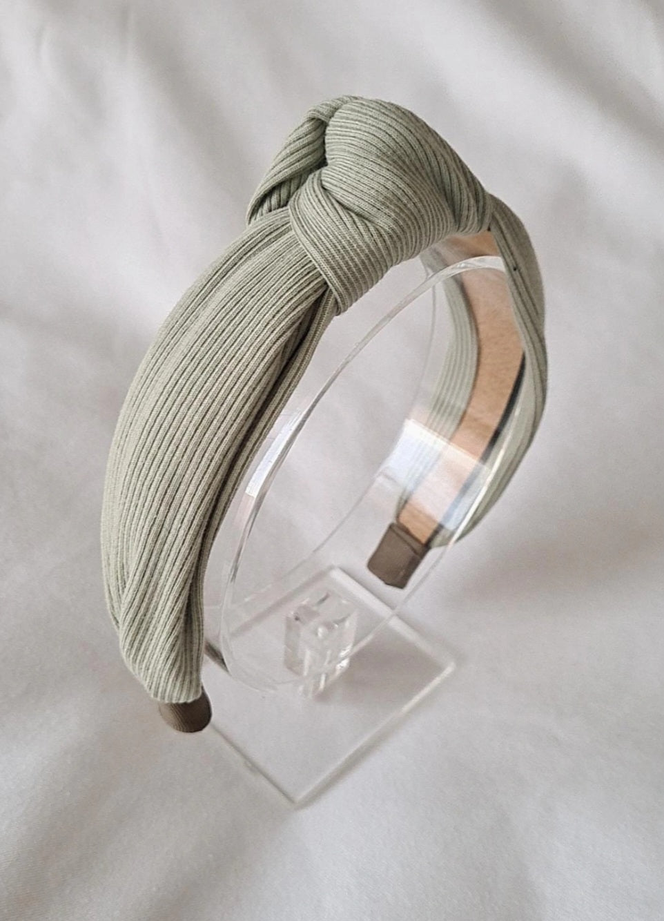 Haarband fijne rib dusty green