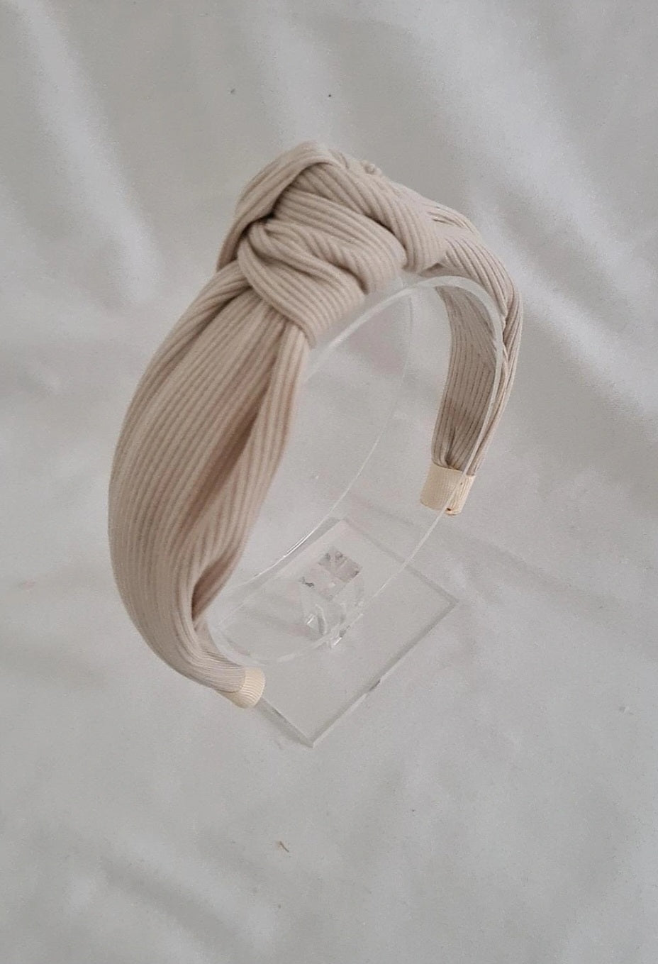 Haarband fijne rib beige