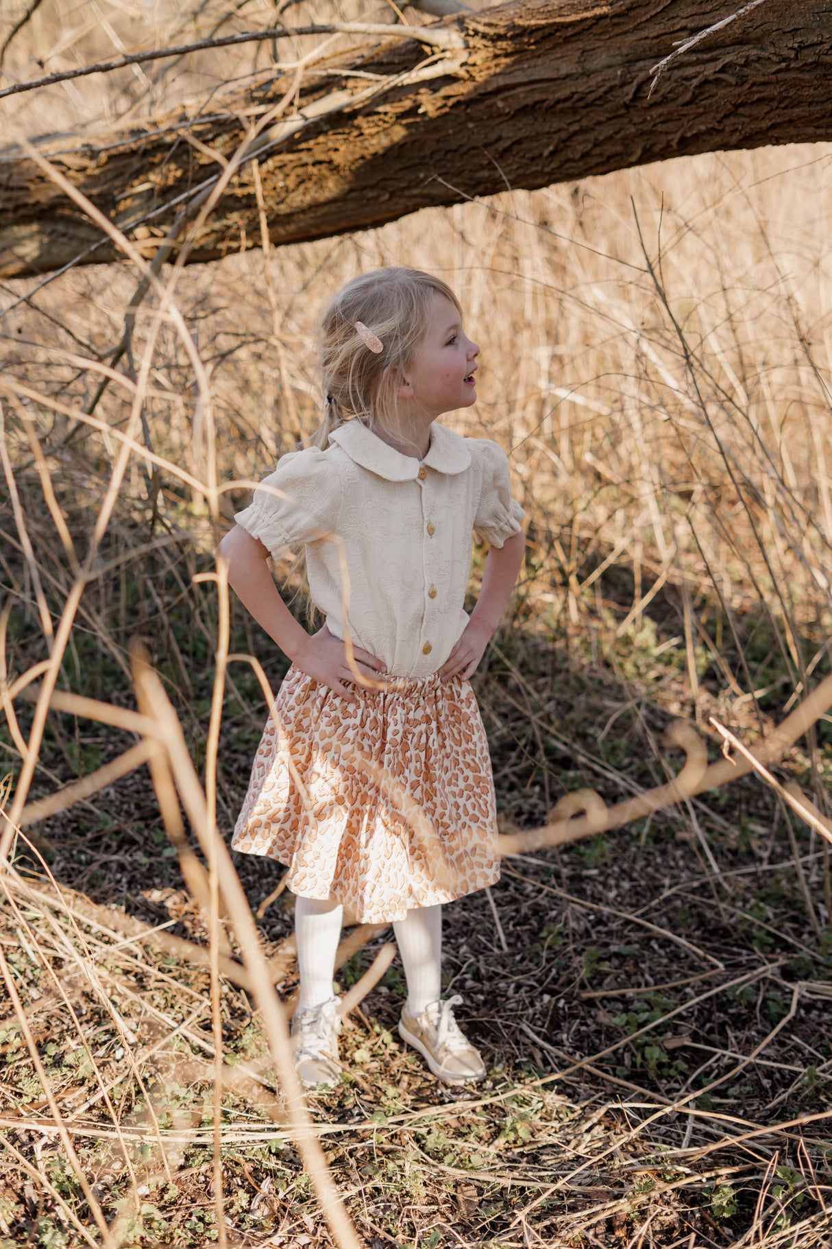 Rokje Steffie linnen leopard love