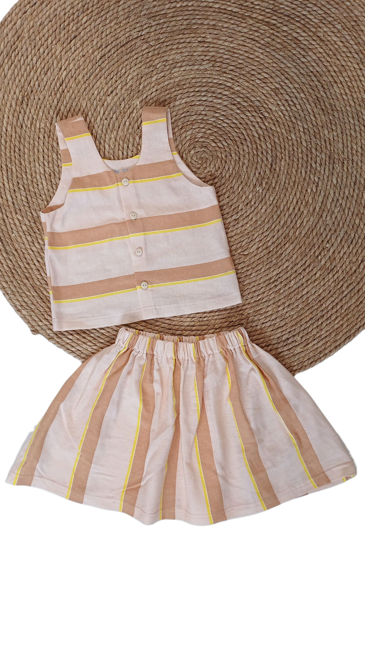 Rokje Eline roze linnen met streep