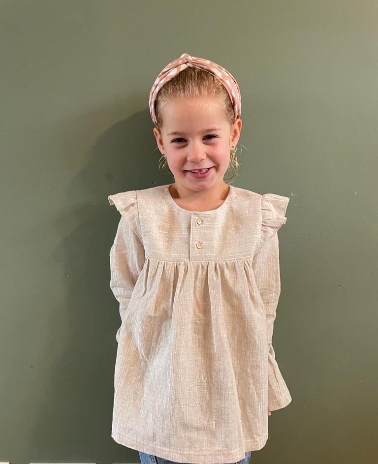 Blouse Emilie zand goud glittertje