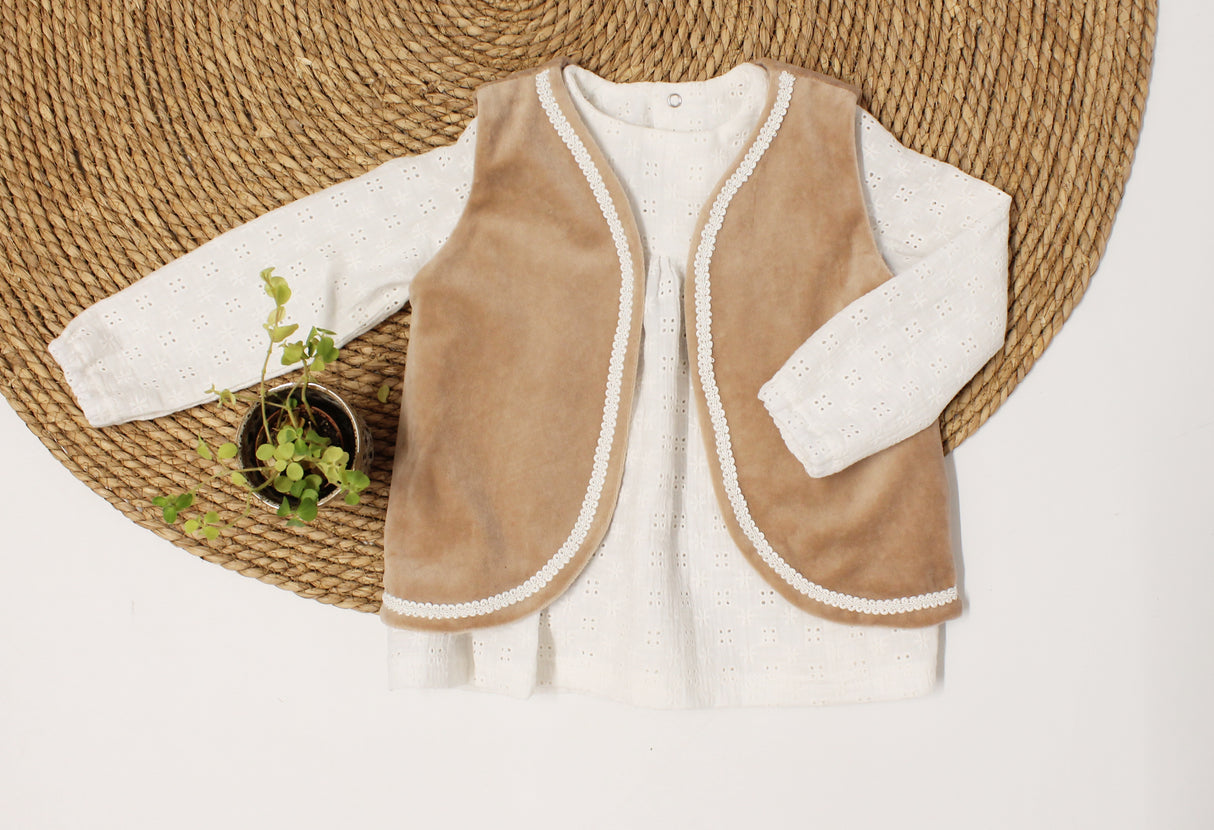 Velours gilet zand