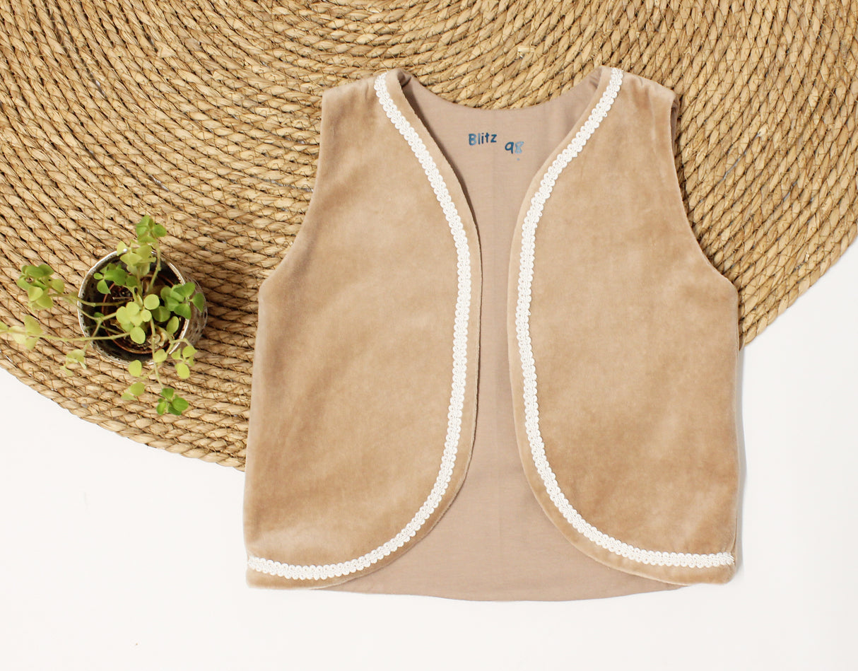 Velours gilet zand