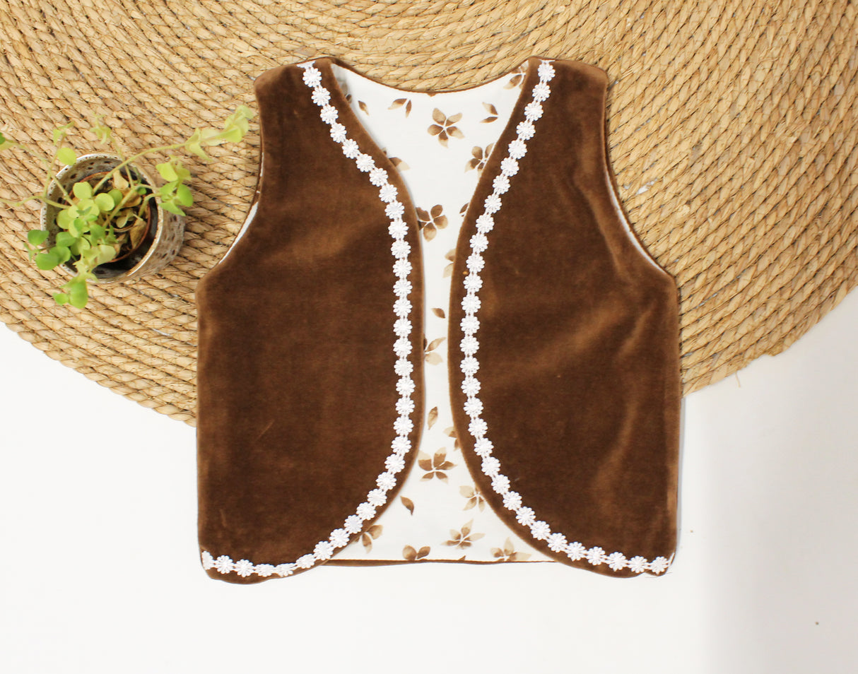 Velours gilet bruin
