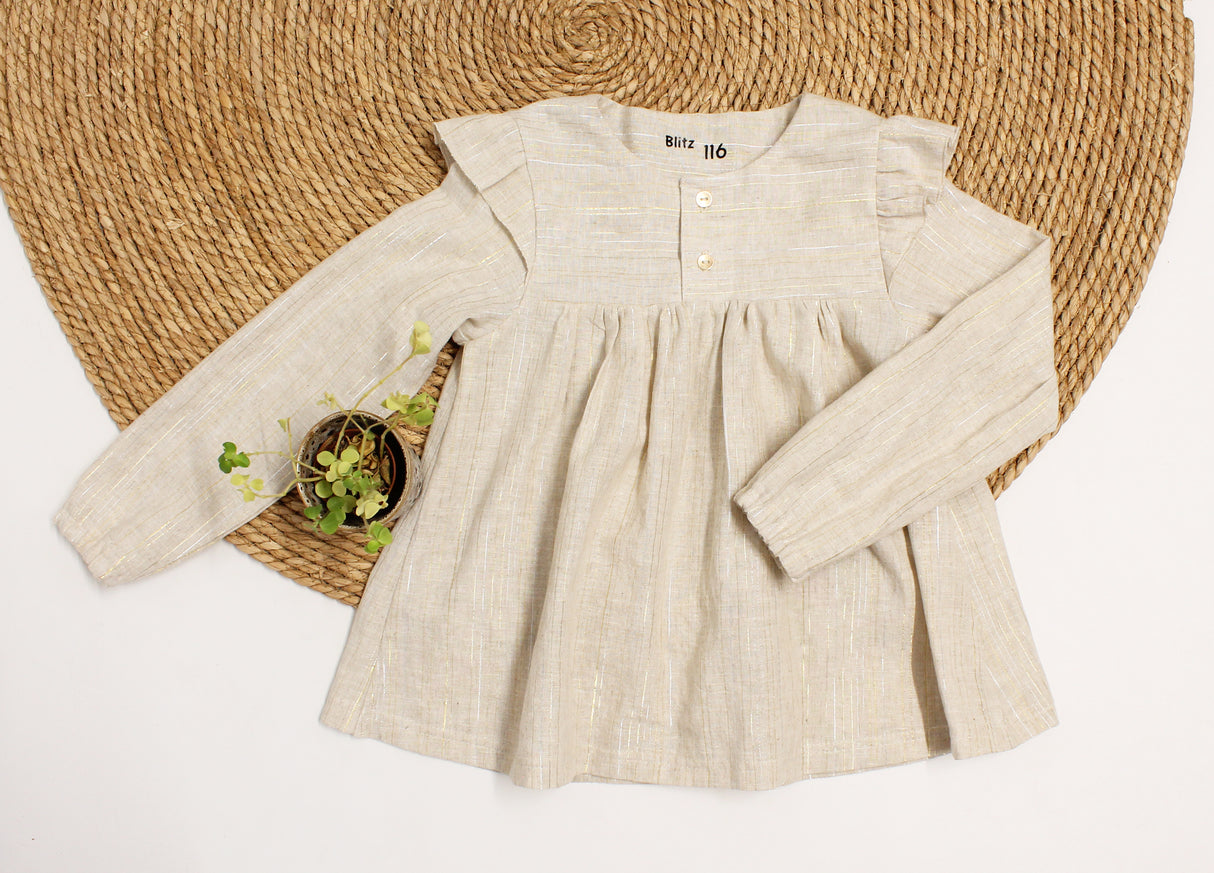 Blouse Emilie zand goud glittertje