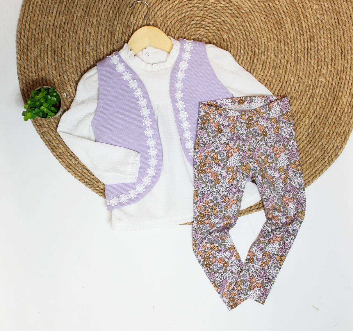 Gilet wafel met bloemenband