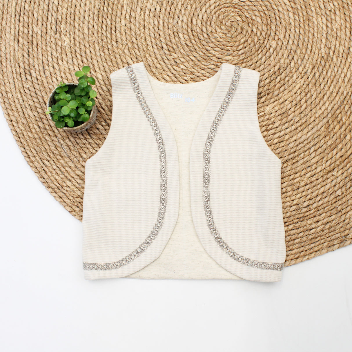 Gilet wafel met sierband