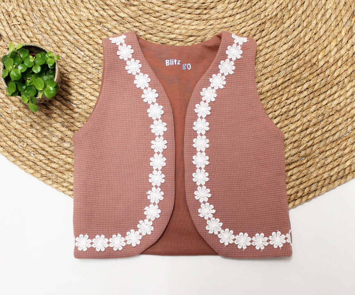 Gilet wafel met bloemenband