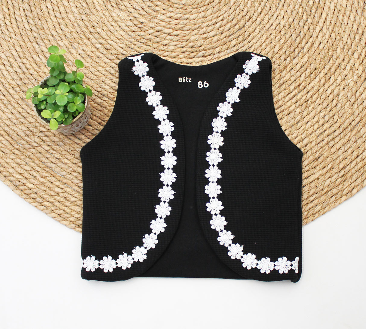 Gilet wafel met bloemenband