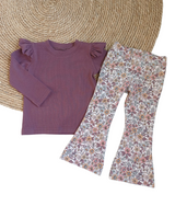 Flared broek floral forrest