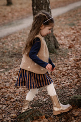 Gilet teddy bruin met madeliefjes