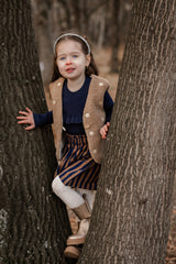 Gilet teddy bruin met madeliefjes