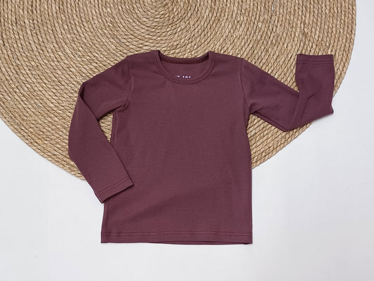 SALE MAAT 104 Longsleeve Puck fijne rib aubergine