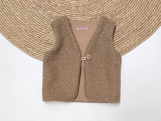 SALE MAAT 92 gilet boucle cacao met knoop