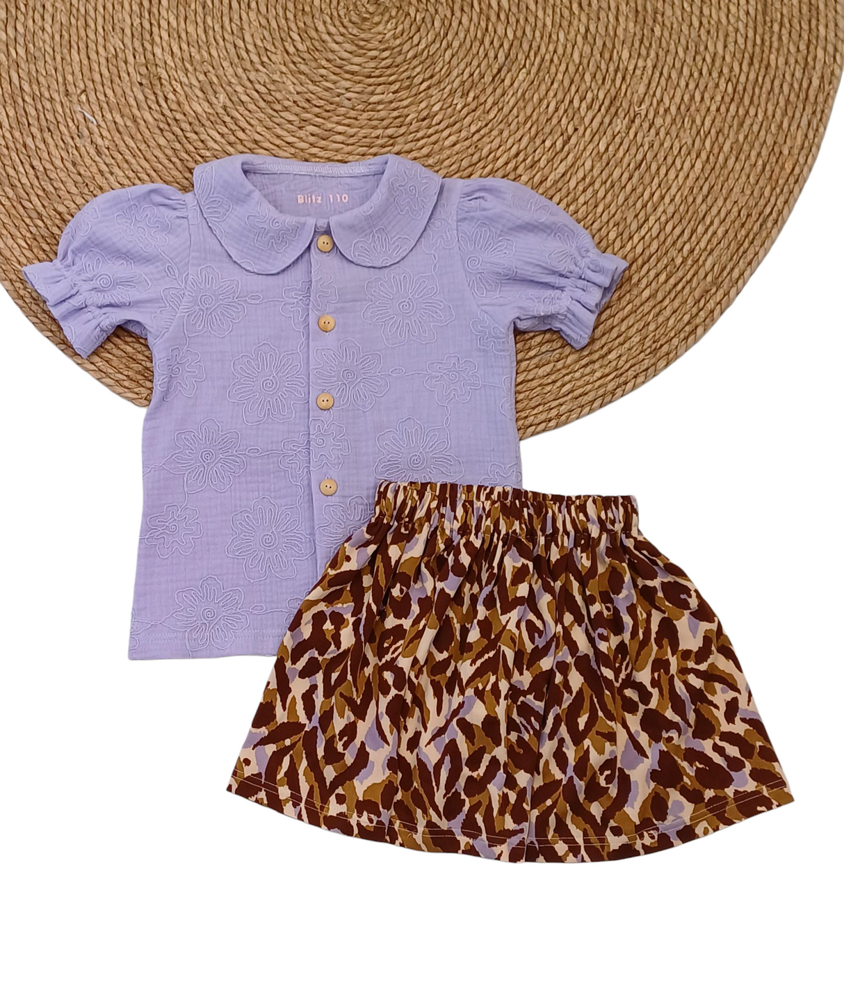 Blouse Fenna broderie grote bloem lila