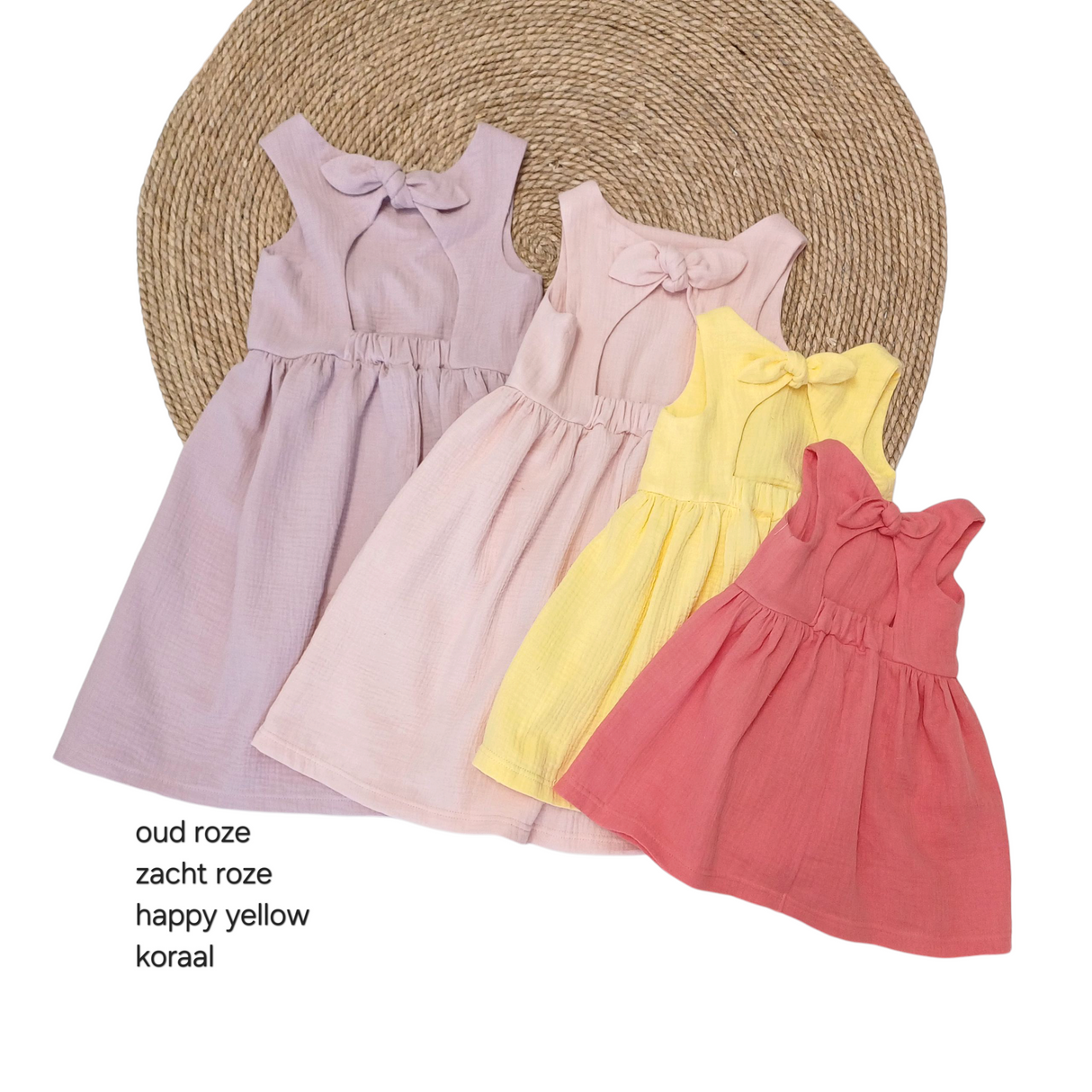 Jurk Rosalie verschillende uni kleuren