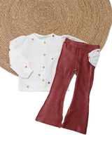 Blouse Fay ecru geborduurde hartjes