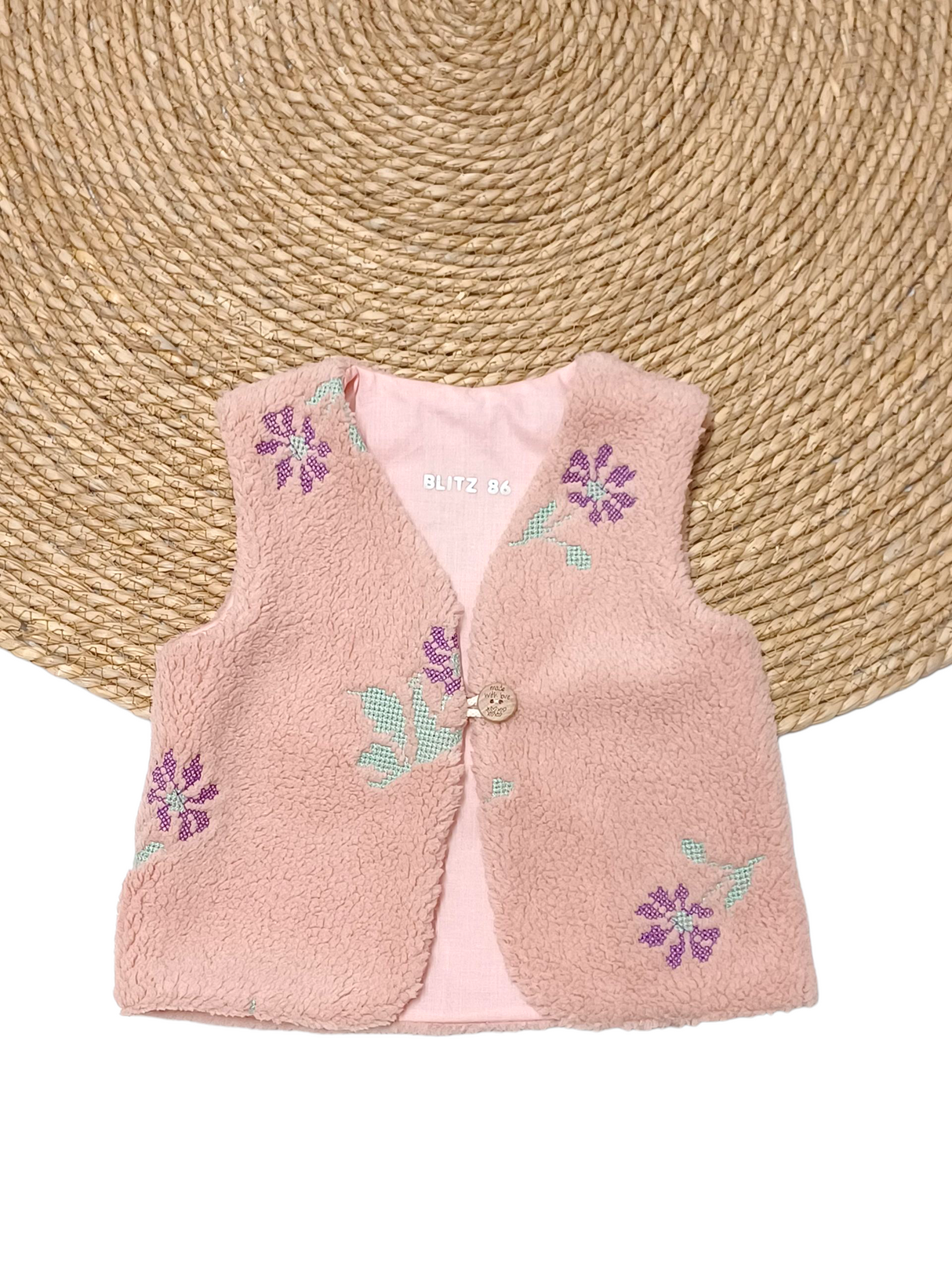 Gilet teddy roze