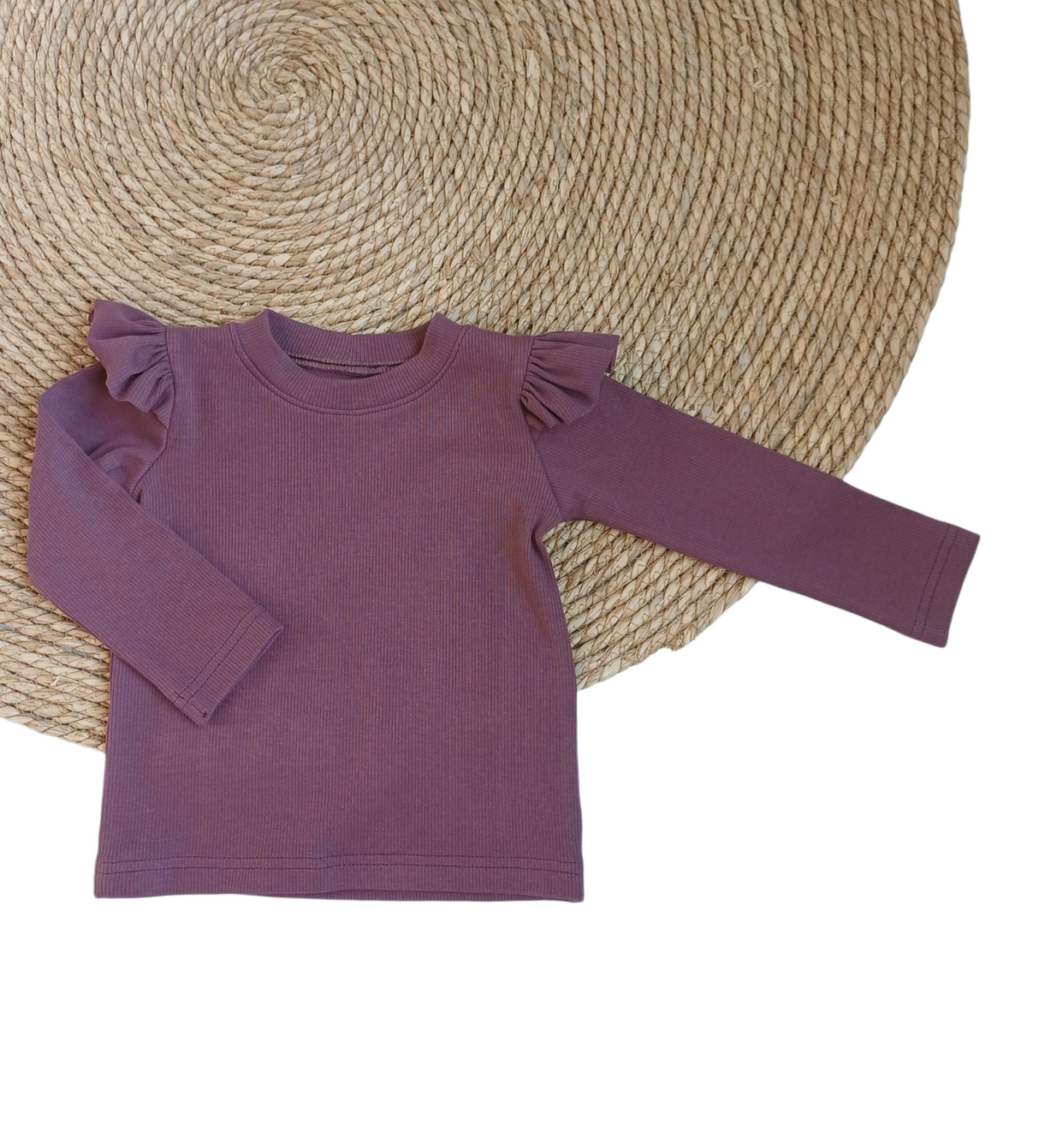 Longsleeve Puck aubergine fijne rib