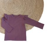 Longsleeve Puck aubergine fijne rib