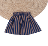 Paperbag rokje Anne blauw/bruin gestreept