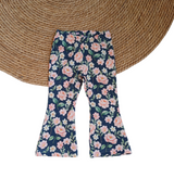 Flared broek klaproosjes (op blauw)