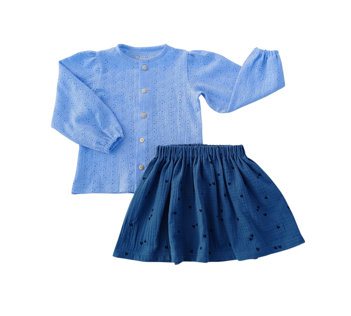 Blouse Fay broderie bloem hemelsblauw